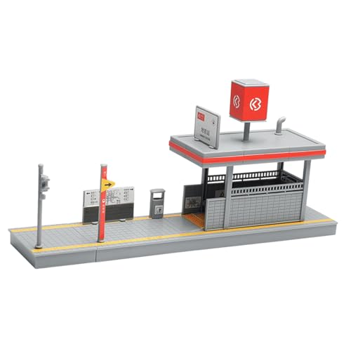 Oshhni DIY-Montage 1:64 -Stationsmodell, zerlegbar, pädagogisches Lernspielzeug, Landschaftszubehör für Modelleisenbahn-Layout-Dekor von Oshhni