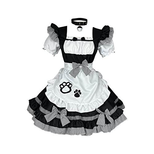 Oshhni Damen Dienstmädchen Kostüm Schürze Cosplay Französische Maid Kleider Halloween Party, XXXL von Oshhni