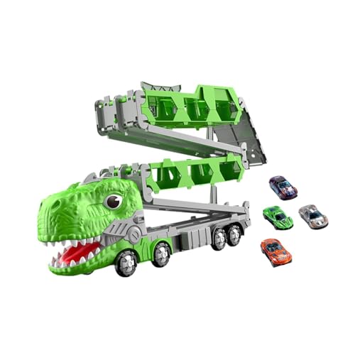 Oshhni Dinosaurier-Rennstrecken-Transporter-Set, Dinosaurier-LKW-Autospielzeug, neuartige Dinosaurier-Klapp-Auswurf-Rennstrecke für Kinder und Babys, 6 Autos Oshhni Dinosaurier-Rennstrecken-Transporter-Set, Dinosaurier-LKW-Autospielzeug, neuartige Dinosaurier-Klapp-Auswurf-Rennstrecke für Kinder und Babys, 6 Autos von Oshhni