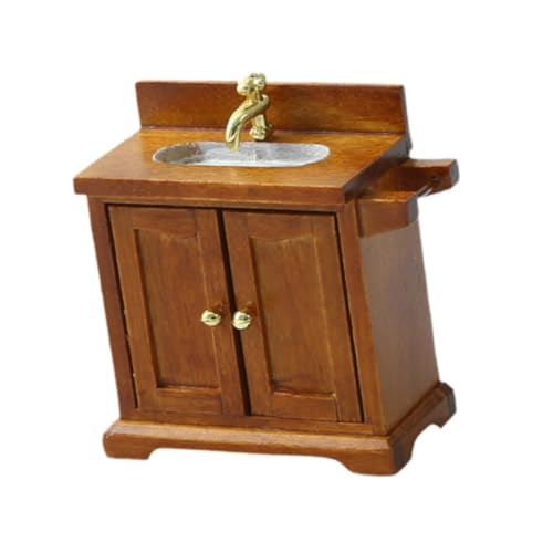 Oshhni Dollhouse Badezimmermöbel Badezimmerszene Miniaturmöbelmodell für 1/16 Skala, Braun Oshhni Dollhouse Badezimmermöbel Badezimmerszene Miniaturmöbelmodell für 1/16 Skala, Braun von Oshhni