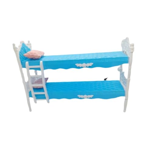 Oshhni Dollhouse Etagenbett Doppelschicht Bett Klassiker tun Play Toy Doll Bunk Set für Foto -Requisiten BJD Doll Teile Kinder Spielzeug Spielzeug, Blau von Oshhni