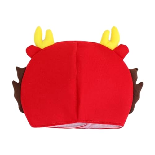 Oshhni Drache Cartoon Plüsch Hut Drachen Kopfbedeckung Kopfschmuck Frauen Mädchen Kopfbedeckung Lustige Kopfbedeckung für Rollenspiele Nacht Event Karneval, Rot von Oshhni