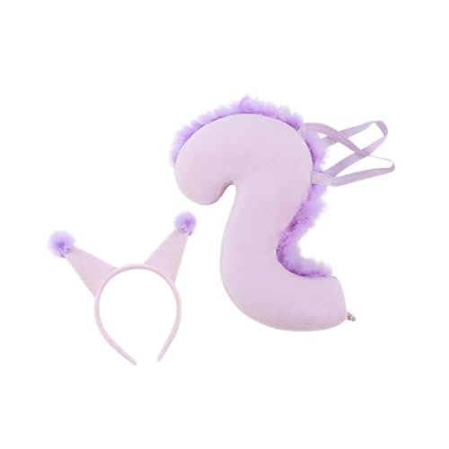 Oshhni Eichhörnchenohren und Schwanz-Set, Cosplay-Kleid, Eichhörnchenohren, Haarreifen für Rollenspiele, Lila von Oshhni