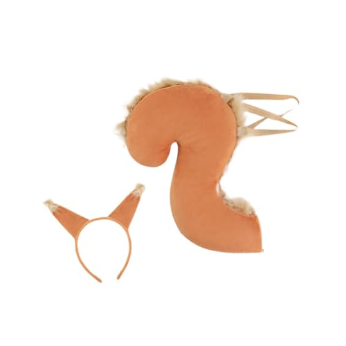 Oshhni Eichhörnchenohren und Schwanz-Set, Cosplay-Kleid, Eichhörnchenohren, Haarreifen für Rollenspiele, Orange von Oshhni