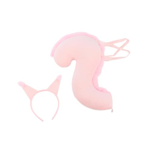 Oshhni Eichhörnchenohren und Schwanz-Set, Cosplay-Kleid, Eichhörnchenohren, Haarreifen für Rollenspiele, Rosa von Oshhni