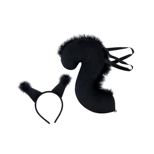 Oshhni Eichhörnchenohren und Schwanz-Set, Cosplay-Kleid, Eichhörnchenohren, Haarreifen für Rollenspiele, Schwarz von Oshhni