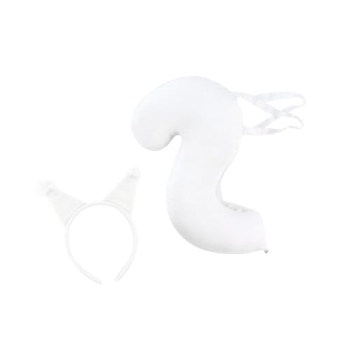 Oshhni Eichhörnchenohren und Schwanz-Set, Cosplay-Kleid, Eichhörnchenohren, Haarreifen für Rollenspiele, Weiß von Oshhni