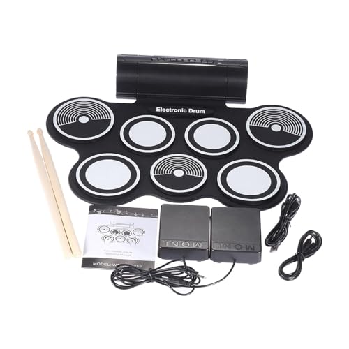 Oshhni Elektronisches Schlagzeug-Set, digitales Schlagzeug, kompakt, integrierter Lautsprecher, aufrollbar, 7 Trommeln zum Üben für Kinder, Geschenke, von Oshhni