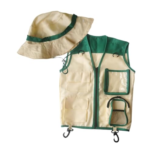 Oshhni Entdeckerweste und -mütze für, Cargoweste und -mütze, Outdoor-Abenteuerausrüstung zum Angeln, GrÜn Oshhni Entdeckerweste und -mütze für, Cargoweste und -mütze, Outdoor-Abenteuerausrüstung zum Angeln, GrÜn von Oshhni