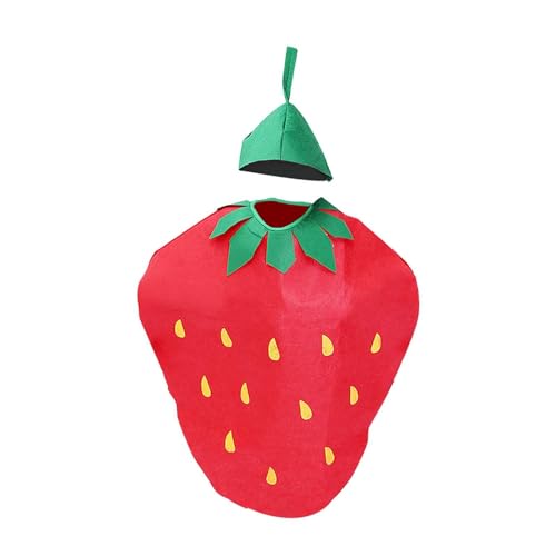 Oshhni Erwachsene Obst Kostüm Outfit Requisiten Verkleiden Cartoon Essen Cosplay Kostüme für Bühnenauftritt Rollenspiel Mottoparty Urlaub, Erdbeere von Oshhni