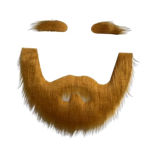 Oshhni Falsche Augenbrauen und Bart-Set, Gesichtsbehaarung, Kostümzubehör, lustige Dekoration, künstlicher Bart, Schnurrbart für Festliche Feiertage, Ostern, Gelb von Oshhni