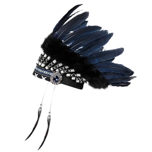 Oshhni Federkopfschmuck, Basteln, Dekor, Kopfbedeckung für Party, Damen, Herren, Weihnachtsferien, Blau Oshhni Federkopfschmuck, Basteln, Dekor, Kopfbedeckung für Party, Damen, Herren, Weihnachtsferien, Blau von Oshhni