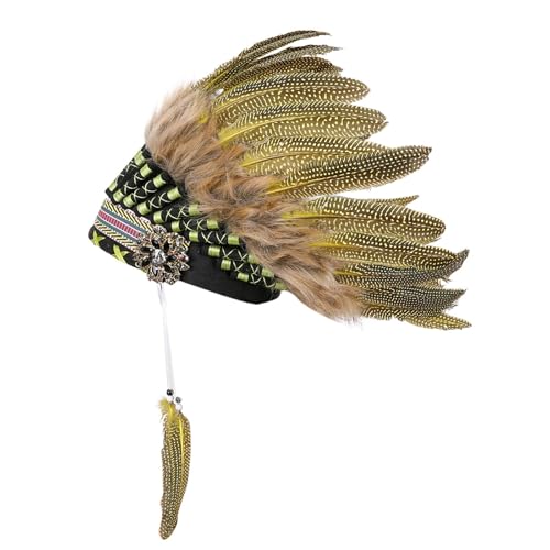 Oshhni Federkopfschmuck, Basteln, Dekor, Kopfbedeckung für Party, Damen, Herren, Weihnachtsferien, Gelb von Oshhni