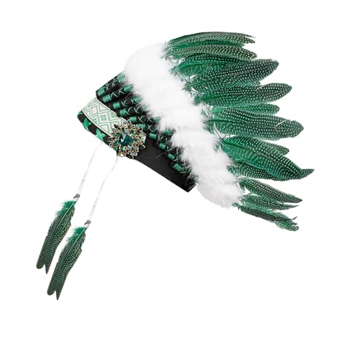 Oshhni Federkopfschmuck, Basteln, Dekor, Kopfbedeckung für Party, Damen, Herren, Weihnachtsferien, GrÜn Oshhni Federkopfschmuck, Basteln, Dekor, Kopfbedeckung für Party, Damen, Herren, Weihnachtsferien, GrÜn von Oshhni