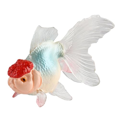 Oshhni Fisch Figur Spielzeug Aquarium Landschaft Dekorationen Tier Spielset Weiß Oranda mit Modell von Oshhni