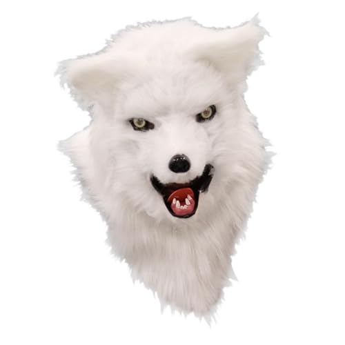 Oshhni Fuchs-Maske, hochwertige Tier-Vollkopfmaske für Karneval und Halloween, Weiß von Oshhni