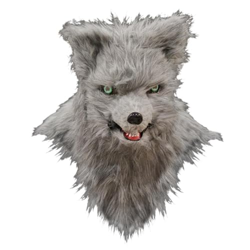 Oshhni Fuchs-Maske, hochwertige Tier-Vollkopfmaske für Karneval und Halloween, grau von Oshhni