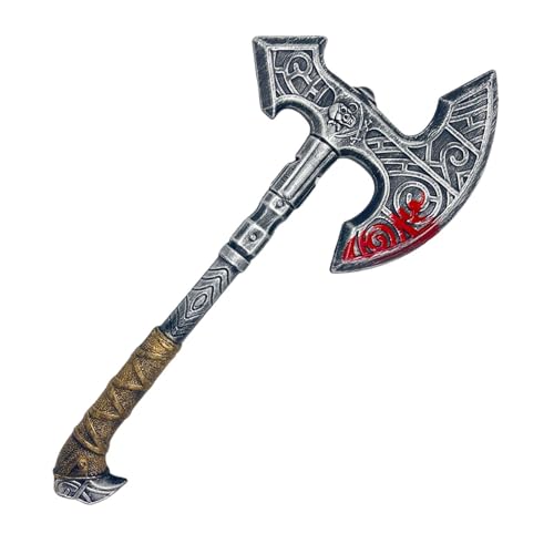 Oshhni Halloween Axt Requisite Trick Requisiten Verkleidungsspielzeug Gruselige blutige Axt für Partybedarf Maskerade Kostüm Karneval, Silber Gold von Oshhni