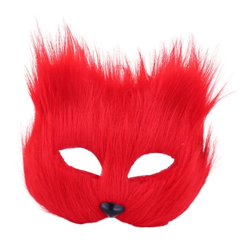 Oshhni Halloween-Gesichtsmaske, halbes Gesicht, Tiermaske, Cosplay, Männer und Frauen, halbe Gesichtsmaske, Mardi Gras-Maske für Bühnenaufführung, Geburtstag, Rot von Oshhni
