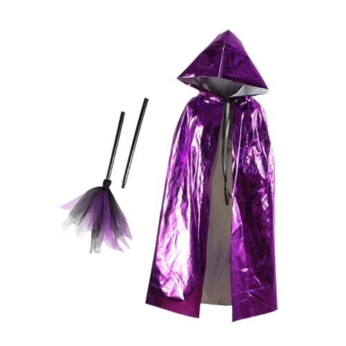 Oshhni Halloween-Kapuzenumhang für mit, Kostüm, Zauberer für die Karnevalsparty-Bühne, Lila von Oshhni