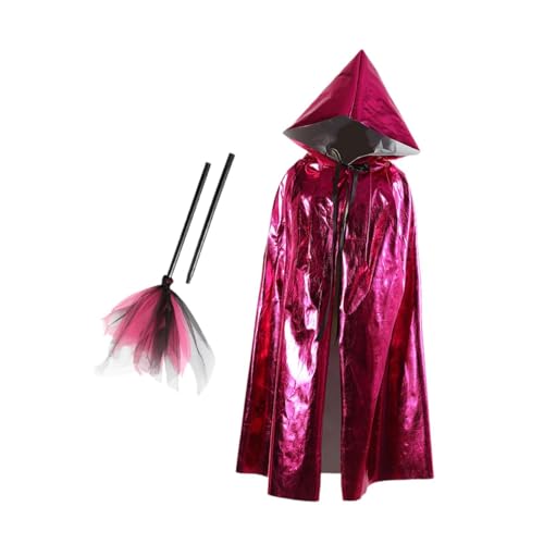 Oshhni Halloween-Kapuzenumhang für mit, Kostüm, Zauberer für die Karnevalsparty-Bühne, Rose Rot von Oshhni