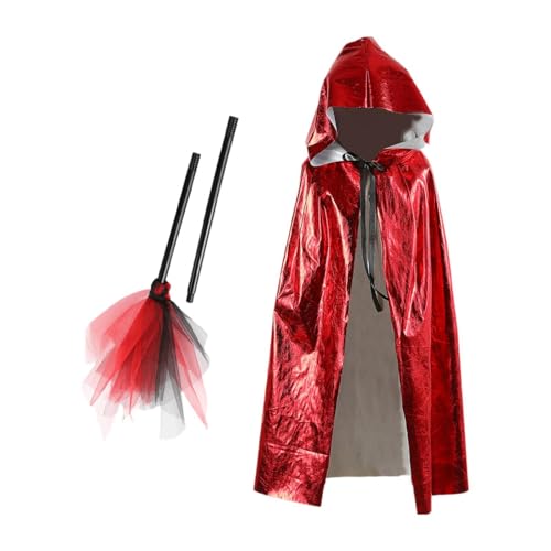 Oshhni Halloween-Kapuzenumhang für mit, Kostüm, Zauberer für die Karnevalsparty-Bühne, Rot von Oshhni