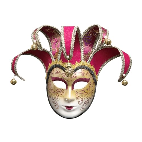 Oshhni Halloween-Mardi-Gras-Maske, Halloween-Cosplay-Kostüm, dekorative Maske für Theater, Urlaub, Bühnenauftritt, Geburtstag, Rot von Oshhni