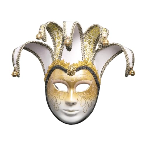Oshhni Halloween-Mardi-Gras-Maske, Halloween-Cosplay-Kostüm, dekorative Maske für Theater, Urlaub, Bühnenauftritt, Geburtstag, Weiß von Oshhni