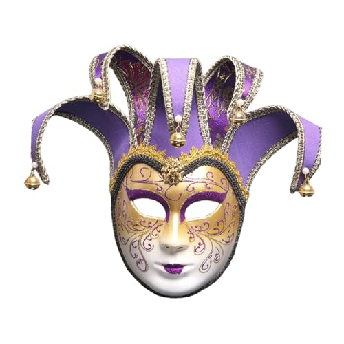 Oshhni Halloween-Mardi-Gras-Maske, Halloween-Cosplay-Kostüm, dekorative Maske für Theater, Urlaub, Bühnenauftritt, Geburtstag, lila von Oshhni