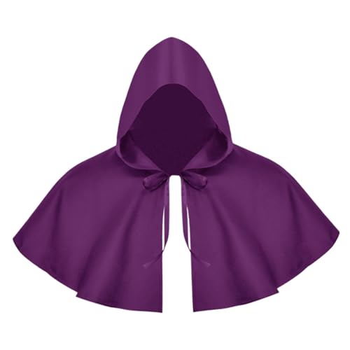 Oshhni Halloween Umhang Cosplay Hut Kurzen Mantel Frauen Männer Party Cape, Lila von Oshhni