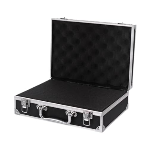 Oshhni Hartschalen-Tragekoffer, Werkzeugkasten, robuste Konstruktion, multifunktionale Koffer-Tragebox, Instrumenten-Dokumenten-Organizer-Box, Schwarz von Oshhni