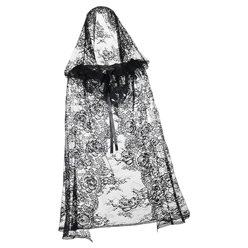 Oshhni Hexenumhang aus Tüll mit Kapuze und Spitze für -Mode und Verkleidung, 90cm Oshhni Hexenumhang aus Tüll mit Kapuze und Spitze für -Mode und Verkleidung, 90cm von Oshhni