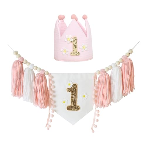 Oshhni Hochstuhl Banner Und Kronenhut, Dekoration für Den Ersten Geburtstag, Wanddeko für Kinderzimmer, Hängendes Ornament, Style A Oshhni Hochstuhl Banner Und Kronenhut, Dekoration für Den Ersten Geburtstag, Wanddeko für Kinderzimmer, Hängendes Ornament, Style A von Oshhni