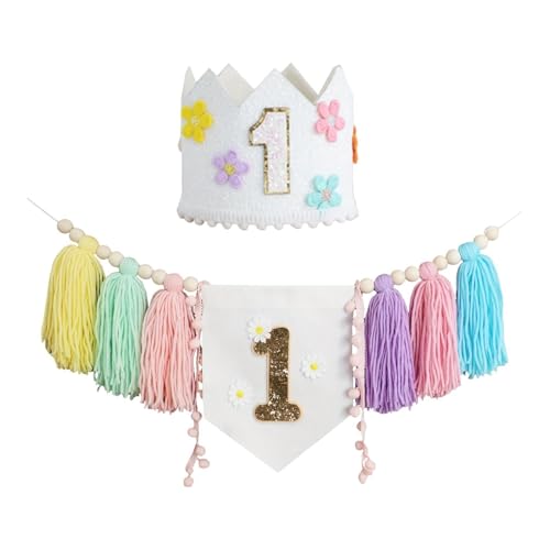 Oshhni Hochstuhl Banner Und Kronenhut, Dekoration für Den Ersten Geburtstag, Wanddeko für Kinderzimmer, Hängendes Ornament, Style C Oshhni Hochstuhl Banner Und Kronenhut, Dekoration für Den Ersten Geburtstag, Wanddeko für Kinderzimmer, Hängendes Ornament, Style C von Oshhni