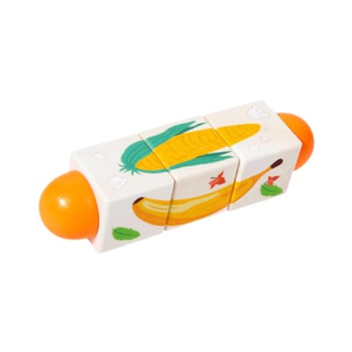 Oshhni Hölzernen rotierendes Puzzle Erziehungserkennungsmuster Süßes Puzzle Bausteine ​​Gehirnteaser für Kinder Vorschule Geschenk, Obst Gemüse von Oshhni