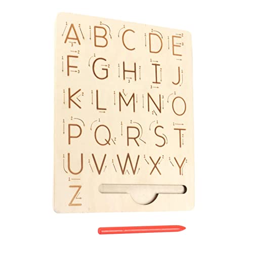 Oshhni Hölzernes Alphabet-Zeichenbrett mit -Bleistift, frühes Lernspielzeug, Schreibwerkzeuge, doppelseitiges Übungsbrett für 3-jährige Kinder von Oshhni