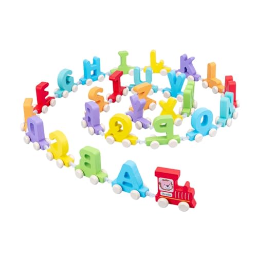 Oshhni Holz-Eisenbahn-Set, Waggons, Hand-Auge-Koordination, bunt, Cartoon, stapelbar, Alphabet, ABC, für Mädchen, Jungen, Kinder Oshhni Holz-Eisenbahn-Set, Waggons, Hand-Auge-Koordination, bunt, Cartoon, stapelbar, Alphabet, ABC, für Mädchen, Jungen, Kinder von Oshhni