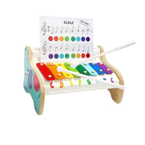 Oshhni Holz-Xylophon, Glockenspiel, Elefantenform, Vorschul-Lernmusikspielzeug, Schlaginstrument für Kindergartenanfänger von Oshhni