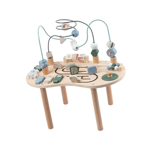 Oshhni Holzaktivitätstisch mit Perlenlabyrinth Tragbares Grafikpaarung Aktivität Zentrum Holzsensorische Spieltabelle für Kinder Kinder von Oshhni