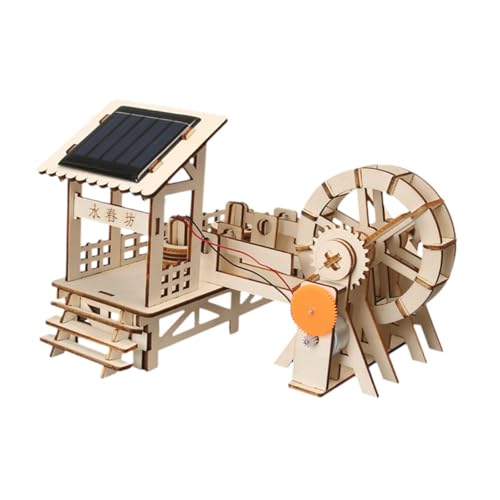 Oshhni Holzbaustein-Kit, solarbetriebenes Wissenschaftsspielzeug, Reismühlen-Wasserrad-Kit, Modell für von Oshhni