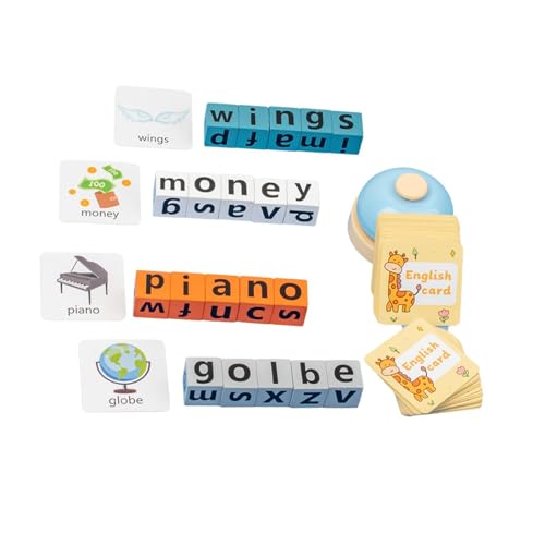 Oshhni Holzklötze, Wort-Rechtschreibspiel, Vorschul-Lernspielzeug, Alphabet-Blöcke für Jungen und Mädchen, mit Glocke Oshhni Holzklötze, Wort-Rechtschreibspiel, Vorschul-Lernspielzeug, Alphabet-Blöcke für Jungen und Mädchen, mit Glocke von Oshhni