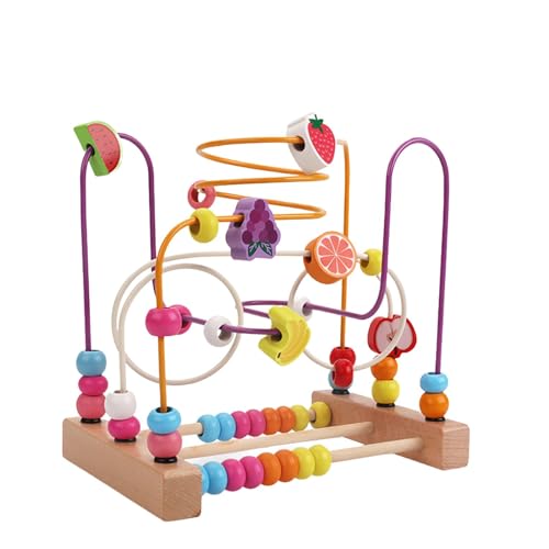 Oshhni Holzperlen-Labyrinth-Spielzeug, Entwicklungsförderung der Hand-Augen-Koordination, räumliches Vorstellungsvermögen, Mathematik, Baby ab 3 Jahren, Frucht A von Oshhni