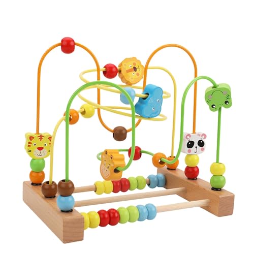Oshhni Holzperlen-Labyrinth-Spielzeug, Entwicklungsförderung der Hand-Augen-Koordination, räumliches Vorstellungsvermögen, Mathematik, Baby ab 3 Jahren, Tier von Oshhni