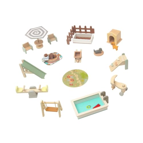 Oshhni Holzpuppenhausmöbel Set Doll House Möbel Spielzeugdekoration Simulation Mini -Modell für Kleinkinder von Oshhni