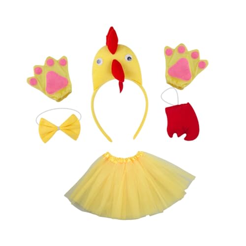Oshhni Huhn 3D Tierkostüm Niedlicher Tüllrock für Halloween Cosplay Mädchen, Gelb mit Rotem Schwanz von Oshhni