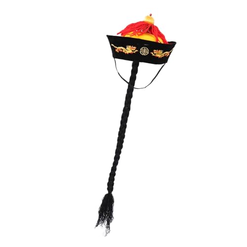 Oshhni Hut des Alten chinesischen Kaisers, ethnischer Hut mit Drachen, Bedruckt für Männer, Prinzenhut, chinesischer Kaiser, Kostümhut für Anziehpartys, 58cm von Oshhni