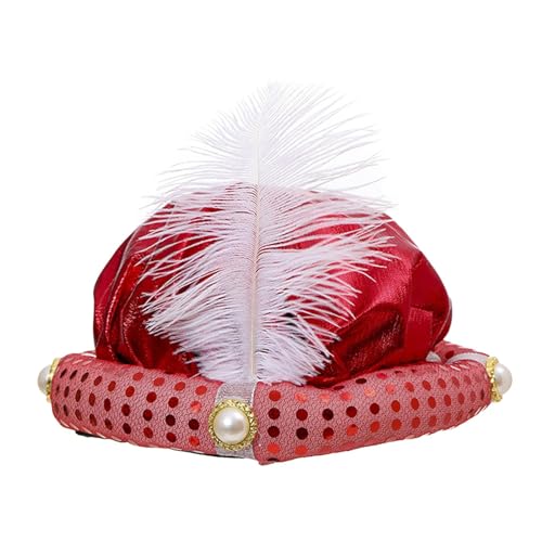 Oshhni Indische Sultan-Turban-Hüte, Sultan-Prinzen-Hut, Kopftuch für Bühnenshow, Cosplay-Party, Rot von Oshhni