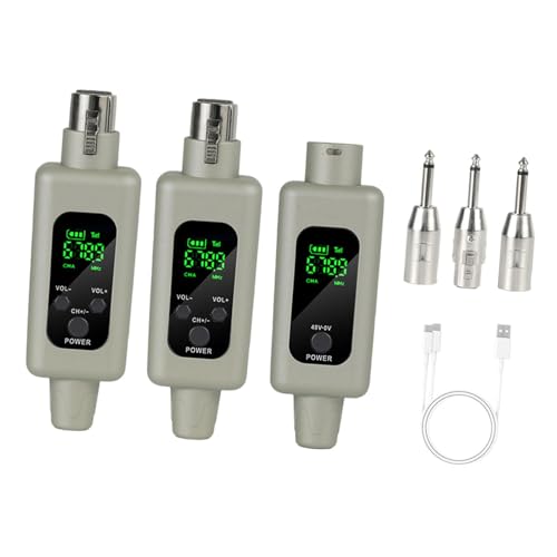 Oshhni Kabelloser XLR -Senderempfänger Set XLR -Mikrofonwandler -Set -Audio -Kabelless -Getriebe für Live -Leistung, Grau, 1 nach 2 von Oshhni