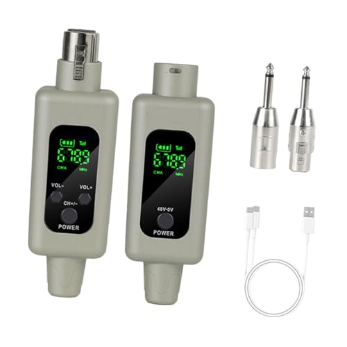 Oshhni Kabelloser XLR -Senderempfänger Set XLR -Mikrofonwandler -Set -Audio -Kabelless -Getriebe für Live -Leistung, Grau, 1 von 1 von Oshhni