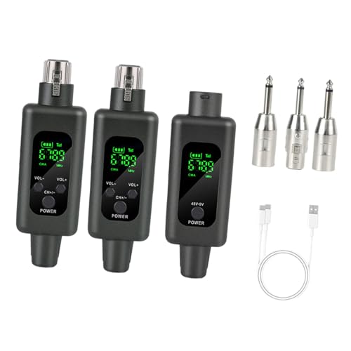 Oshhni Kabelloser XLR -Senderempfänger Set XLR -Mikrofonwandler -Set -Audio -Kabelless -Getriebe für Live -Leistung, Schwarz, 1 nach 2 von Oshhni